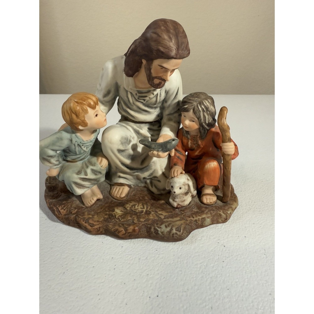 HOMCO The Fisherman 1983 Jesus & Children Masterpiece Porcelain Figurine Vintage